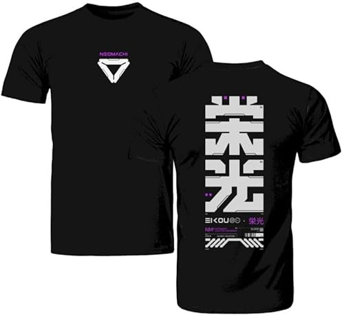 NEOMACHI EIKOU Männer T-Shirt schwarz 100% Baumwolle Gaming