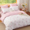 Lanqinglv Bettwäsche 155x220 Rosa Weiß Blumen Herzen Wende Bettwäsche Set Schmetterling Bettbezug mit Reißverschluss und 1 Kissenbezug 80x80,ÖkoTex Bettwäsche für Allergiker Geeignet
