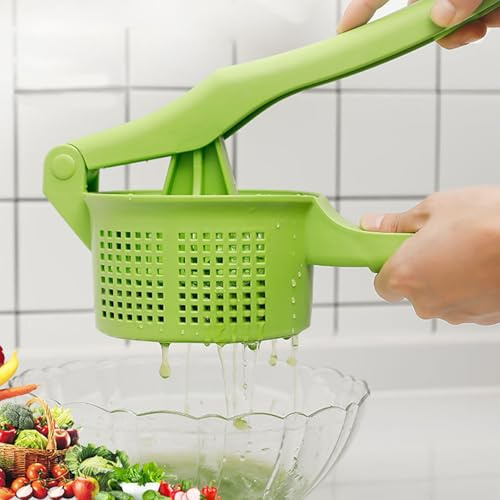 Presse-légumes, séchoir à légumes en plastique à mailles fines de 13 pouces, essoreuse salade manuelle avec poignée ergonomique pour passoire alimentaire, décoration de la maison