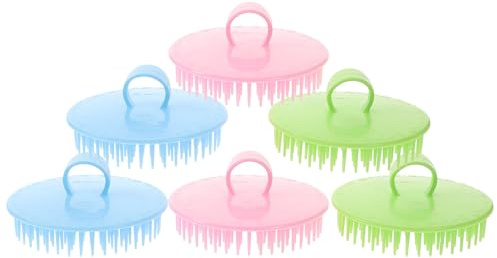 UPKOCH 6 Stück Pack Kopfhautmassagebürste aus Silikon Kleine Shampoo Bürste für Erwachsene mit Ergonomischem Griff für Nass und Trockenanwendung gegen Schuppen und Fettige Kopfhaut