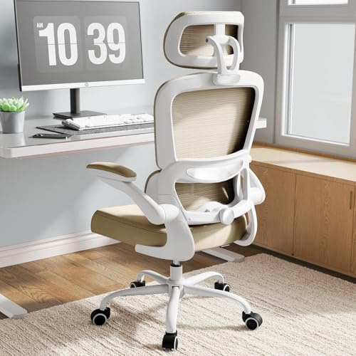 TRALT Bürostuhl Ergonomisch - Bürostuhl mit Verstellbare Lordosenstütze Kopfstütze Gaming Stuhl - Office Chair - Schreibtischstuhl Home Office Chair Ergonomic 150kg für Große Menschen Khaki