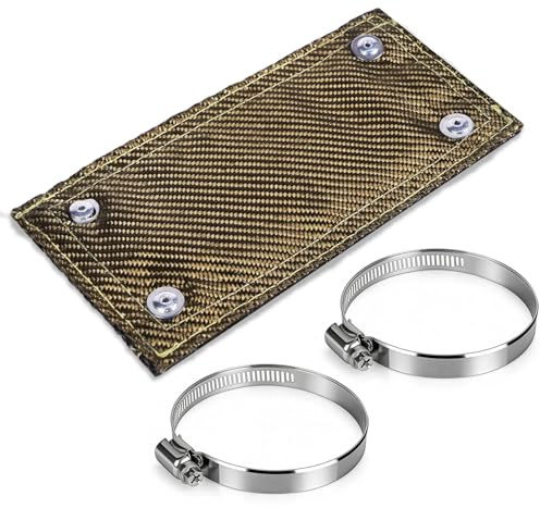 ilauke Bande Isolante Thermique Échappement – 10 x 20.3cm en Fibre de Verre & Acier Inoxydable – Ruban Isolant Thermique Résiste Haute Température – avec 4 Fixations + 2 Attaches – pour Moto, VTT