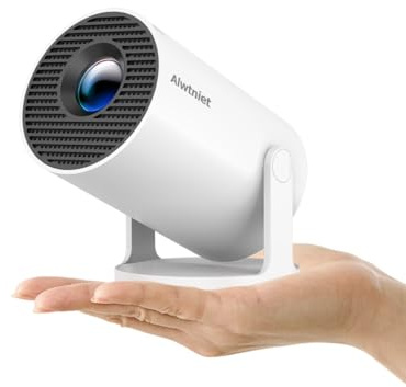 Mini Projector with WiFi 6 and Bluetooth 5.4, 4K Supported Portable Projector, Android 14 Smart Proyector with 200 ANSI & Auto Keystone, Alwtniet HY300Pro Small Projector for Bedroom, Movie, Outdoor