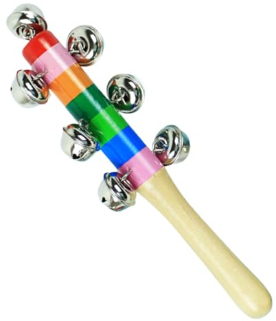 Glöckchen für Kinder, Musikinstrument mit Holzgriff, Regenbogen-Handglocke, für und Mädchen ab 2 Jahren, Kindergarten und frühkindliche Bildung