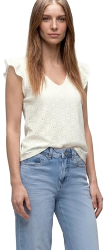Street One Damen Top mit V-Neck und Lochspitze
