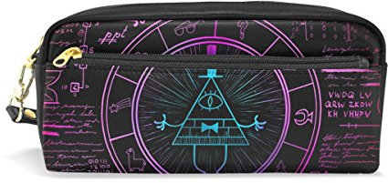 BENNIGIRY Bill Cipher Rad Zodiac Bleistift Fall tragbar Pen Tasche Student Schreibwaren Pouch PU Leder Groß Kapazität Reißverschluss Make-up Kosmetiktasche