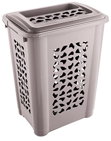 keeeper Wäschebox mit Einwurfschlitz und aufklappbarem Deckel, Luftdurchlässig, 60 l, Per, Grau