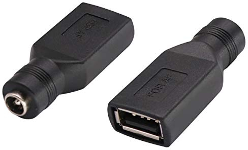 AAOTOKK USB 2.0 A Hembra a DC 5,5 x 2,1mm Conector&DC de Carga de Barril Adaptador de Corriente USB de 5V,(Adaptador de Corriente 2,5Amperios Máximo) para Dispositivo Carga(2-Unidades-USB A)