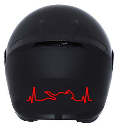 Autodomy Motorradhelme Herzschlag Helm Aufkleber Motorrad Sport 2 Stück 12x3 cm | Sticker für Motorradhelm für Motorrad Resistent Gegen Sonne und Regen (Rot)
