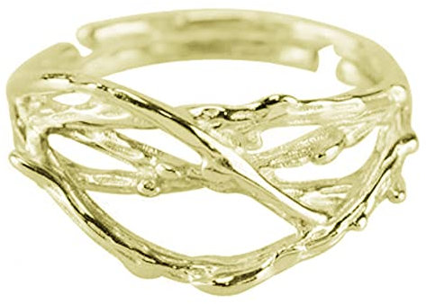 Helen de Lete 925 Sterling Silber Geäst Dornen Öffnen Ring (Golden)