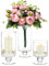 NUPTIO 3 Pièces Grand Vase et Bougeoir en Verre, Bougeoir Ouragan pour Bougies Piliers, Grands Vases pour Centres de Table, Décoration de Maison, Fête, Noël et Mariage