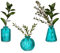 Maia Gifts Turquoise Glass Bud Vases Set