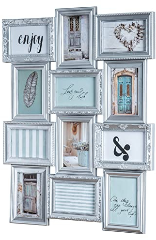 levandeo Bilderrahmen 12 Fotos 10x15cm Silber Barock Fotorahmen Collage Fotogalerie Galerie Antk Industrial Wanddeko
