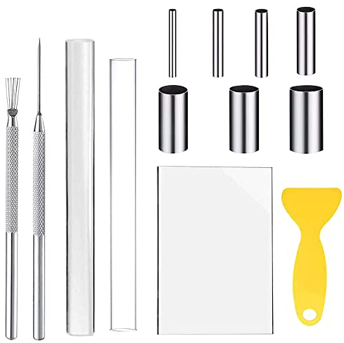 KBNIAN 13 Pz Set di Rulli per Argilla Acrilica Mattarelli in Argilla Acrilica, Perforatrice per Argilla, Tavola in Fogli Acrilici, Aghi per Scultura, Strumenti per Artigianato Argilla Fai-da-Te