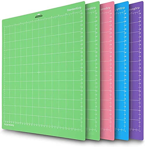 YADODO Lot de 5 Tapis de Découpe pour Cricut Explore Air 2/Air/One/Maker StandardGrip/LightGrip/FrabricGrip - Autocollants Multiples - Vert Rose Bleu Violet 30,5x30,5cm Tapis de Decoupe Couture