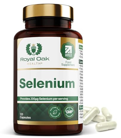 Royal Oak Health 200ug Selenium Capsules | Plant Derived L-Selenomethionine | 4 Month Supply | Yeast Free for Hair, Nails & Immune Support | Vegan, GMP Certified & UK Made