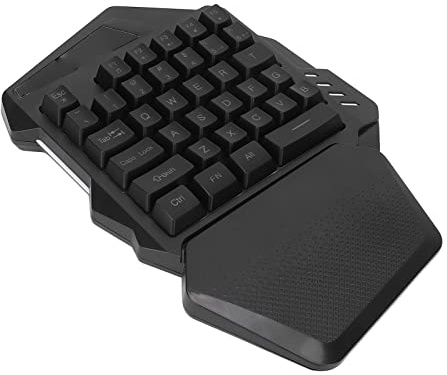 Bewinner Einhand-Gaming-Tastatur, Kabellose Mechanische RGB-Tastatur mit Handballenauflage, Tragbare -Gaming-Tastatur mit 35 Tasten, Ergonomischer Gamecontroller für PC-Gamer