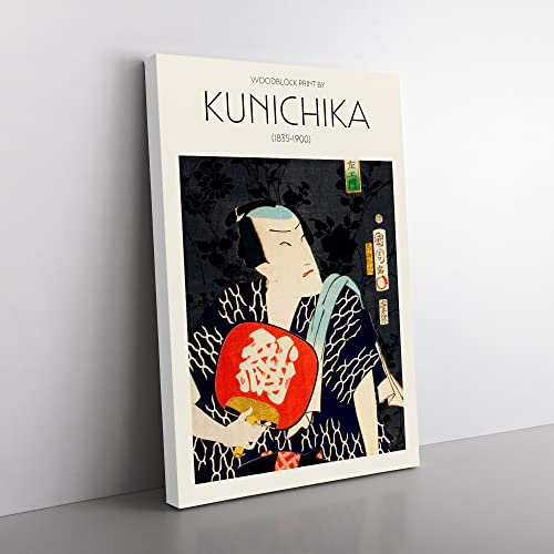 Big Box Art Man with A Fan Toyohara Kunichika Canvas Wall Art Print Ready to Hang Picture, 76 x 50 cm (30 x 20 Inch), Exhibition