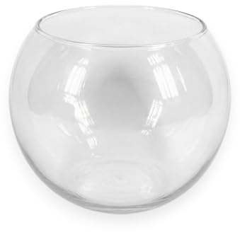 KORAT Vaso Boccia in Vetro Trasparente Design Rotondo Elegante per Fiori, Candele, Piante o Decorazioni Disponibile in 4 Dimensioni (16-20-25-30 cm) Ideale per Casa, Eventi (Ø 16 cm - 13x16x16 cm)