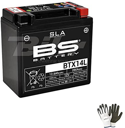 Compatible avec Harley Davidson XL Sportster 883 2004-2009 Batterie déjà prête à l'emploi BS BTX14L BS Sla chargée scellée 12 Ah 12 V 150 x 87 x 145 mm