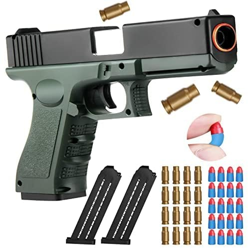Spielzeug Pistole, Soft Foam Bullet Spielzeugpistole Kinder Manuelles Nachladen mit Munition Automatisch Auswurf von Verschossenen Pistolenmodell für 12+ Kindergeschenke