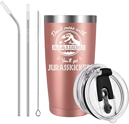 Livole Mothers Day Gifts for Mum, Mom, Mummy, Women, Mum Birthday Gifts, Funny Mummy Christmas Presents, 600ml Coffee Travel Mug, 20oz Insulated Cup with Straw, Stainless Wine Tumbler, Rose Gold
