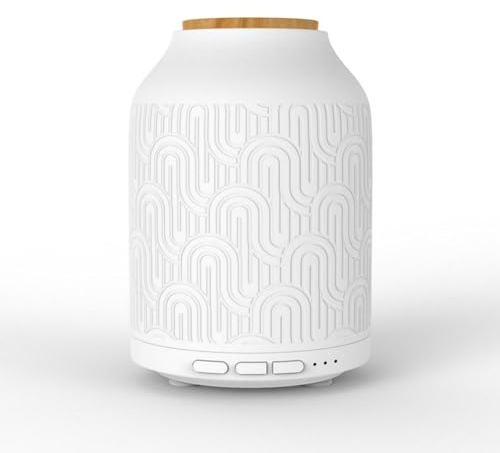 Zen'Arôme Diffusor für ätherisches Öl, WiFi, Prag, elektrischer Diffusor, kompatibel mit Alexa/Google Home – vollständige Kontrolle über die App Tuya Smart – natürliche Materialien Holz und Keramik