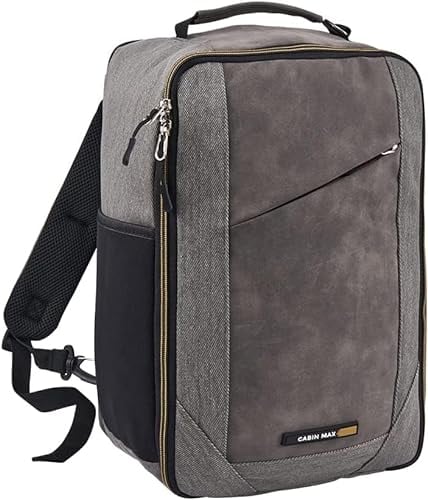 Cabin Max Manhattan Travel Bag | Ryanair Cabin Bags 40x20x25 | Underseat Stowaway Hand Luggage | Shoulder Bag | Backpack Suitable for Ryanair 20L (Grey/Bronze 40x20x25cm), 40 x 20 x 25cm