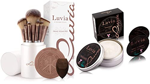 Make-up Pinselset Luvia, Prime Vegan Pro & Luvia Pinselseife Kosmetik - Essential Brush Soap Citro – Zur Kosmetik-Pinsel-Reinigung – Ideale Beauty-Blender Seife – 100g XXL