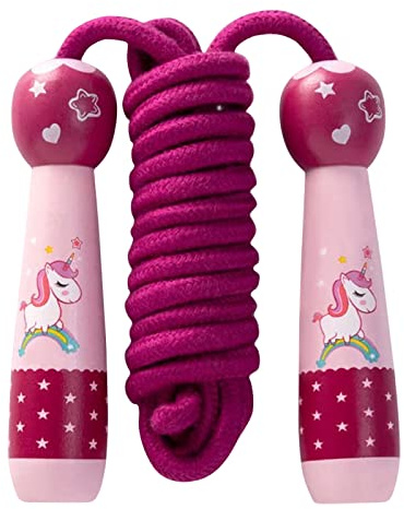 Springseil Kinder, Springseil Kinder mit Cartoon Holzgriff, Verstellbare Kinder Springseil, Springseil Sport Kinder, Springseil, Einhorn Speed Jump Rope für Jungen und Mädchen 5 6 7 8 9 10 jahre