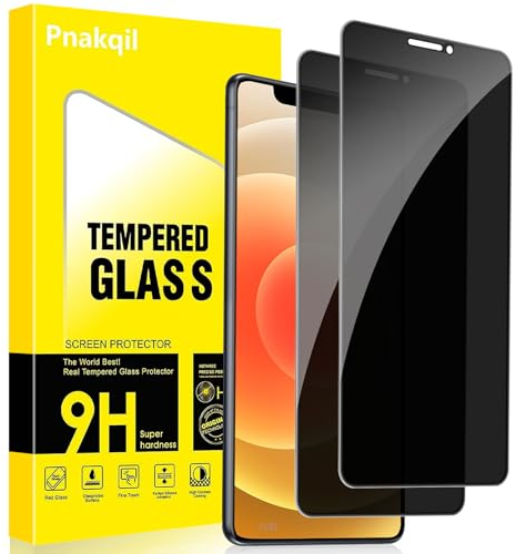 Pnakqil Protector Pantalla de Privacidad para iPhone 12/iPhone 12 Pro Cristal Templado,Vidrio Película Antiespia Anti-Spy,Dureza 9H Antiarañazos Sin Burbujas Privacy Screen Protector,2 Unidades