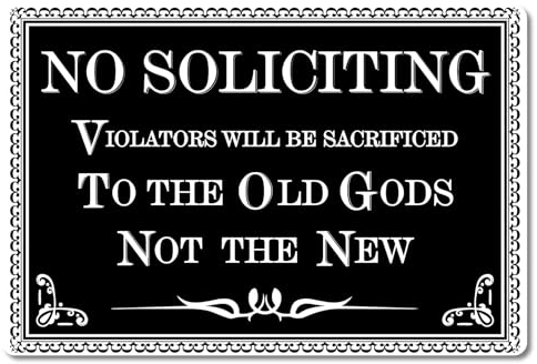 CREATCABIN No Soliciting Metall-Blechschild,Gothic-Schilder,Vintage-Eisenschild,Gemälde,Poster,Plakette,Retro-Wandbild,Zum Aufhängen,Wandkunst,Dekor Für Haustür,Haus,Büro,Restaurant,Schwarz,20x30cm