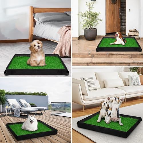 Aznever Gras-PIPI-Pads für Hunde - Hundetrainings-Gras-PIPI-Pad | rutschfeste, waschbare, 3-lagige, Wiederverwendbare, schnell saugfähige Grasmatte mit Drainageloch für Hunde, Hunde-Terrassentöpfchen