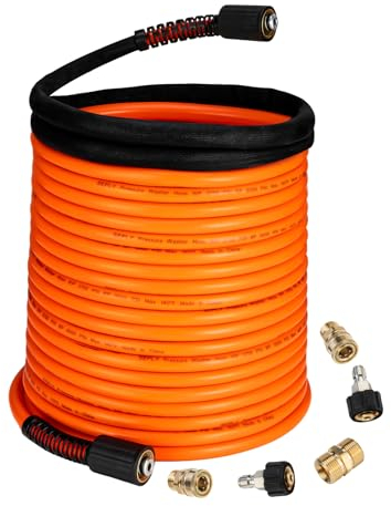 SEPLY Hochdruckreiniger-Schlauch, 15 m, 3700 PSI, super flexibel, 0,6 cm M22 Hochdruckreiniger-Schlauch, fortschrittlicher Schlauch, leistungsstarker Hochdruckreiniger, mit 0,95 cm