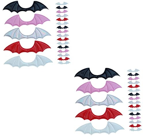 Lurrose 40 Stk Fledermausflügel aus Stoff kleiner Halloween-Fledermausflügel Engelsflügel zum Basteln Haarklammer Ornament Flügeldekor selber machen Fledermausflügel Kleidung Dekoration