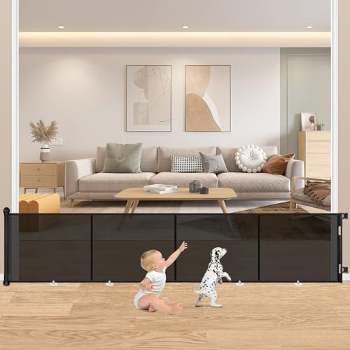 Puerta Seguridad Bebé Extensibles, 0-500 cm Barrera Seguridad Niños y Perros, Vallas de Seguridad para Niños Escaleras y Pasillos, Interiores y Exteriores (Negro)