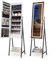 RELAX4LIFE Schmuckschrank mit 3-farbigen LED-Lichtern, Spiegelschrank mit Ganzkörperspiegel & 2 Schubladen & Ablage, Schmuckorganizer Abschließbar & Freistehend, für Schlafzimmer Wohnzimmer (Weiß)