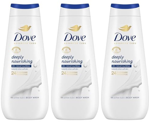 Dove Advanced Care Sulphate Free Body Wash for Women Made with Skin-Natural Nourishers and Micromoisture Provides 24 Hours Renewing Lotion-Soft Softer Skin, 400ml Pack of 3