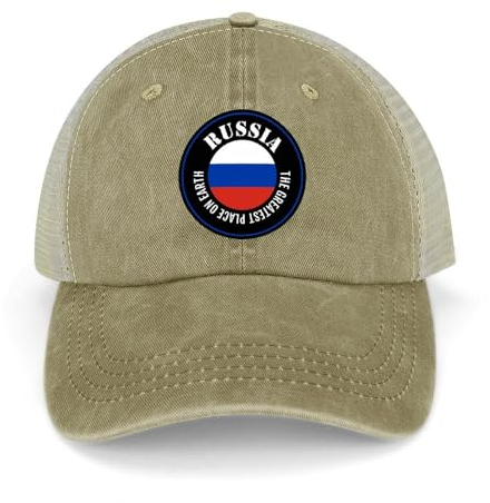 Yelolyio Outdoor Cap Herren Mesh Back Ballcap The Greatest Place On Earth Russia Cotton Caps Russia Flag Caps Baseball Caps Fishing Hats Mesh Caps Outdoor Sports Caps, khaki, 1-5