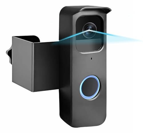 YUENGJGI Blink Doorbell Mount - Anti-Theft Bracket Holder with Rain Cover, No Drill, Compatible with Blink Video Doorbell Camera, Black, ABS & Metal, Stainless Steel Frame, Door Mount