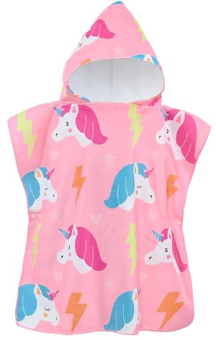 LuLiyLdJ Poncho de Playa para Bebé, Poncho de Baño para Niños, Toalla de Playa con Capucha, Toalla de Playa de Microfibra, Albornoz para Ducha, Piscina, para 2-8 Años, 1 Pieza