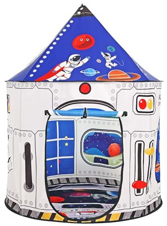 Raketen Kinderzelt für Drinnen Outdoor Astronauten Raumschiff Spielzelt Kinder Spielhaus Pop Up Zelt Kinderhaus Rakete Planeten Weltall Kinderspielzelt für Junge Mädchen Kleinkinder