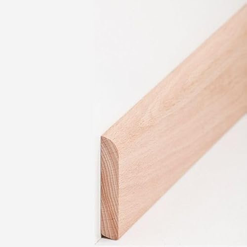 PROVISTON Lot de 5 plinthes en bois massif de hêtre à coller, visser et clouer, 10 x 58 x 2400 mm, 12 m