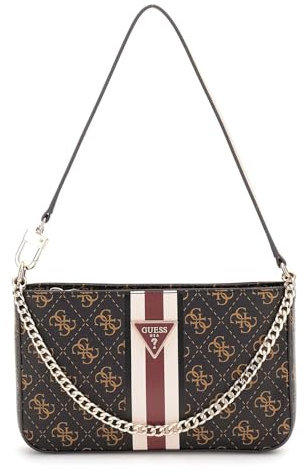 GUESS Damen Noelle Mini Top Zip Shoulder Handtasche, Braunes Logo