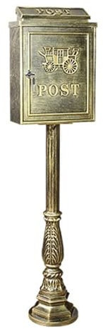 SCBTGKLN Boite aux Lettres, Boite aux Lettres sur Pied, Boîte aux Lettres Originale, Ancienne Boite aux Lettres, Boîte aux Lettres sur Poteau, Fonte D'aluminium, Verrouillables(Gold)