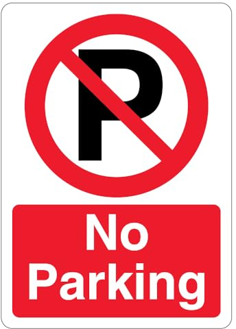 V Safety englisches Schild mit Aufschrift No Parking – Prohibition Symbol with 'P, 210 x 297 mm (A4), selbstklebendes Vinyl-Sicherheitsschild