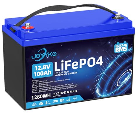 100Ah 12V Lithium Batterie,100Ah 12V LiFePO4 Batterie,15000 Zyklen,1280Wh,Batterie 280Ah 12v LiFePO4,mit Smart BMS,Tieftemperaturschutz,für Wohnmobil,Solaranlage,Boot Haushalt,Camping (100Ah Neu)
