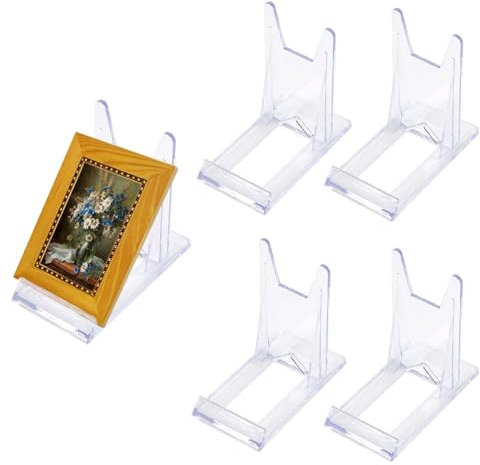 DERAYEE Presentoir Livre,5PCS Support Assiette Décorative Transparents Réglables Chevalet en Plastique pour Livres,Photos