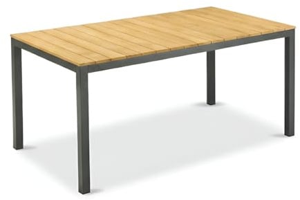 Liadomo Gartentisch Scalea, Teaktisch 160x90cm, für 4-6 Personen | Outdoor Esstisch, Tischplatte aus Teakholzleisten, Aluminium-Gestell anthrazit