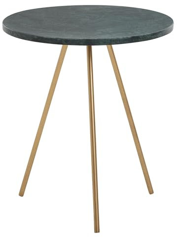 KADIMA DESIGN Beistelltisch Echter Marmor Grün 38x38x44cm Anstelltisch Metall Gold | Kleiner Dreibein Sofatisch Rund | Wohnzimmertisch Couch Modern | Couchtisch Hoch
